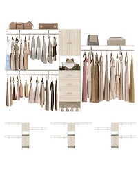 Aheaplus Wooden Closet System with Doors and Drawers