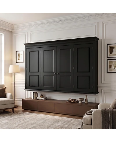 Homsee Tv Cover Retro Dust Protector and Media Console | Foldable and Wall-Ventilated Tv Cabinet