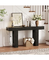 homfan 63-Inch Console Table with Charging Station – Narrow Sofa for Hallway, Living Room
