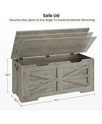 homfan 39.4" Gray Storage Chest and Toy Box with Safety Hinge, 350LBS Capacity, Entryway Bench for Living Room Playroom