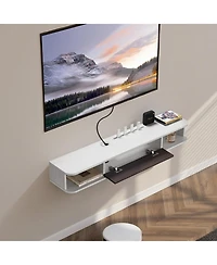 Gouun Floating Tv Stand, Wall Mount Entertainment Center with Cable Hole