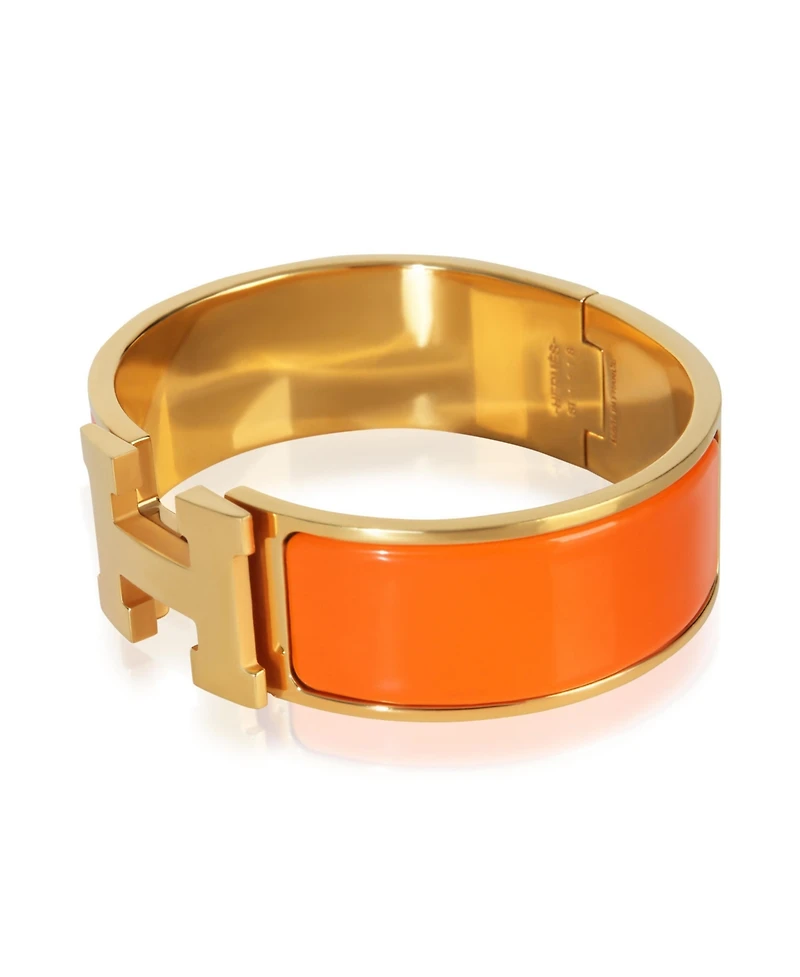 Pre-Owned Hermes Gold-Plated Clic Clac In Orange Fruite Bracelet