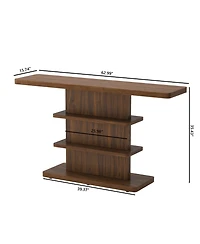Rainsken Farmhouse Narrow Console Table, with 2 Tier Open Storage Shelves, Easy to Move and Adjust, High Weight Capacity, for Living Room,Hallway