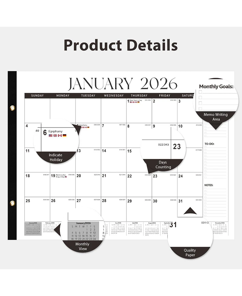 Gnuadz 2026 Desk Calendar Monthly Desktop Wall Planner