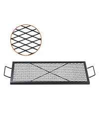 Cozito X-Marks Fire Pit Grill Grate, 32 x 15 inches Rectangle Q235 Steel Cooking Grid with Handle