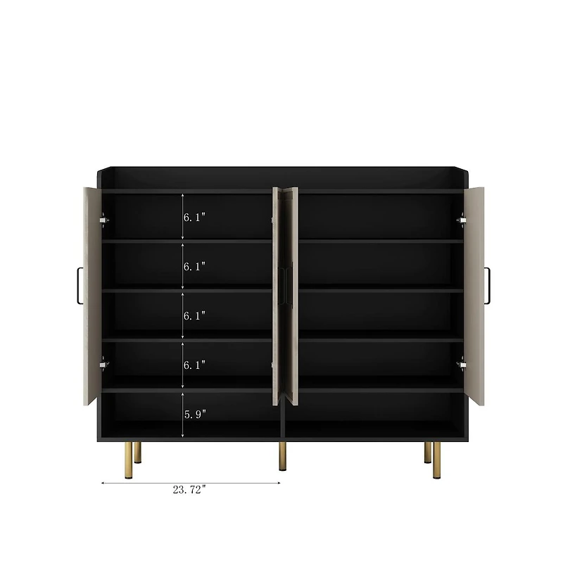 Rainsken Shoe Cabinet with 4 Doors Large Modern Shoe Storage Organizer Cabinet with Adjustable Shelves for Entryway Slim Shoe Rack Cabinet