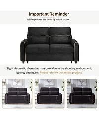 Rainsken Convertible Sofa Bed, Chenille Pull Out Sleeper Couch with Adjustable Backrest, 4 Side Pockets and Charging Ports for Living Room