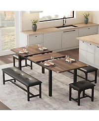 gaomon 43.7in-63in Extendable Dining Table for 6-8, Large Kitchen 6 with Metal Frame & Mdf Board