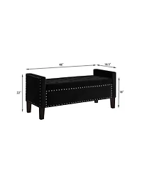 Rainsken 47 Inch Velvet Storage Bench, Upholstered Tufted Button, End of Bed Ottoman, with Wooden Legs, for Bedroom, Living Room, or Entryway