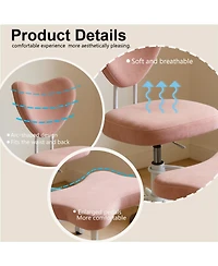 Rainsken Meditation chair, Velvet fabric, with lumbar support and a height, Heart-Shaped Backrest, Adjustable Height, for Office, Study