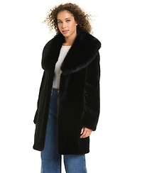 Jones New York Women's Shawl-Collar Faux-Fur Coat