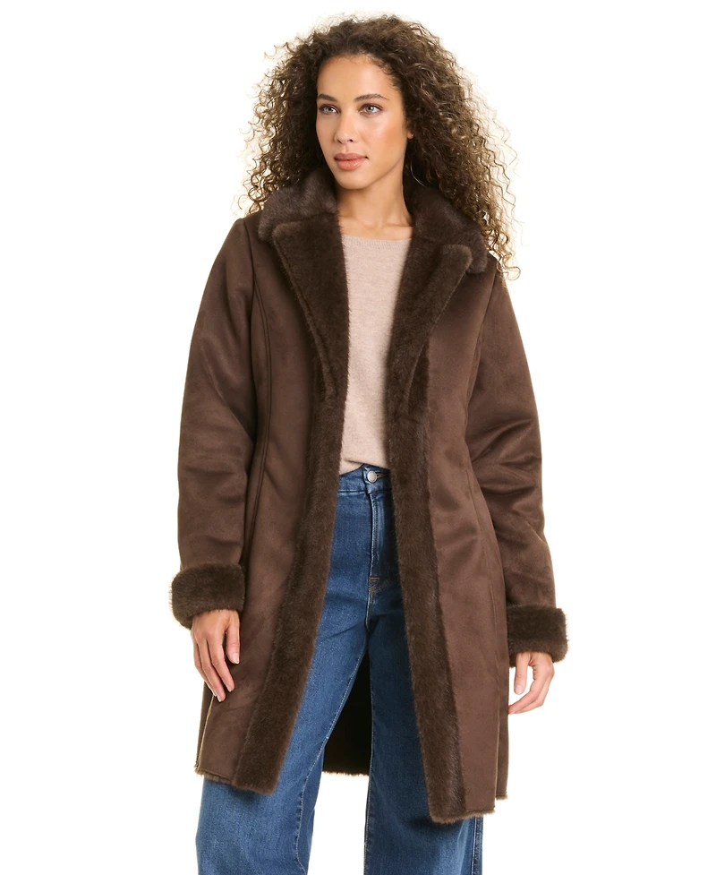 Jones New York Women's Faux Shearling Coat