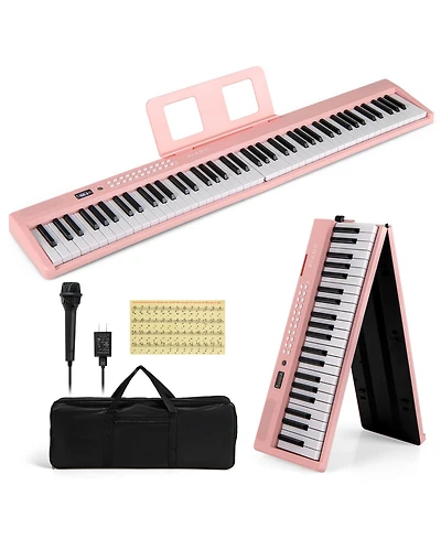 88 Key Folding Piano Keyboard with Wireless Midi Dual Speakers 1000 Timbres