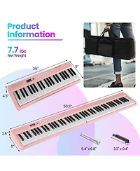 88 Key Folding Piano Keyboard with Wireless Midi Dual Speakers 1000 Timbres