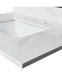 Sillysis Quartz Bathroom Vanity Top with Undermount Sink, Carrara Marble Look, 4" Backsplash, Stain and Water Resistant