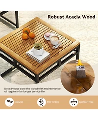 Gouun Piece Shaped Patio Sofa Set with Acacia Wood Accents and Side Table
