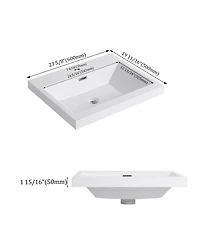 Sillysis Modern Resin Bathroom Sink Top, Rectangular Above Counter Basin, Durable Easy Clean Vanity Sink