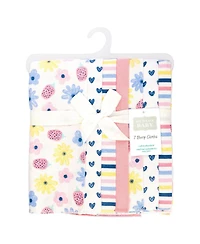 Hudson Baby Girl Cotton Poly Flannel Burp Cloths 7-Pack, Flowers And Strawberries, One Size