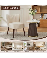 homfan Smooth Armless Chair, Upholstered Chair with Wood Legs and Adjustable Feet, Soft Cushion, 300lb Capacity, Bedroom, Office