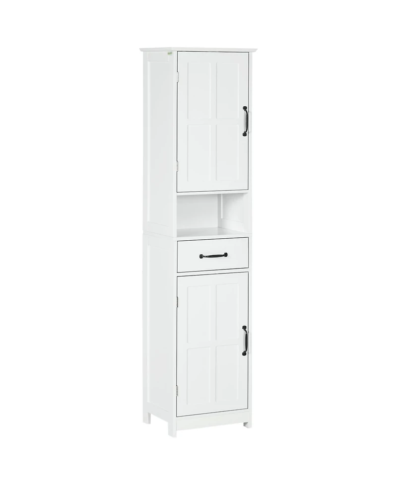 Midola Slim Bathroom Storage Cabinet, Tall Bathroom Cabinet, Linen Tower with Open Shelf, Drawer, Recessed Doors, and Adjustable Shelves
