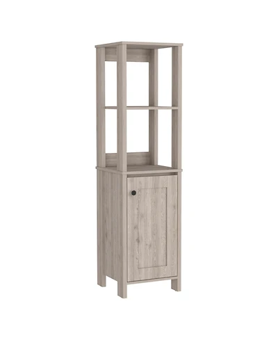 Midola Linen Cabinet Jannes with Two Open Shelves, Single Door and Finish for Bathroom Storage Saving