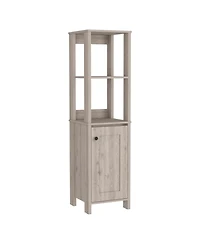 Midola Linen Cabinet Jannes with Two Open Shelves, Single Door and Finish for Bathroom Storage Saving
