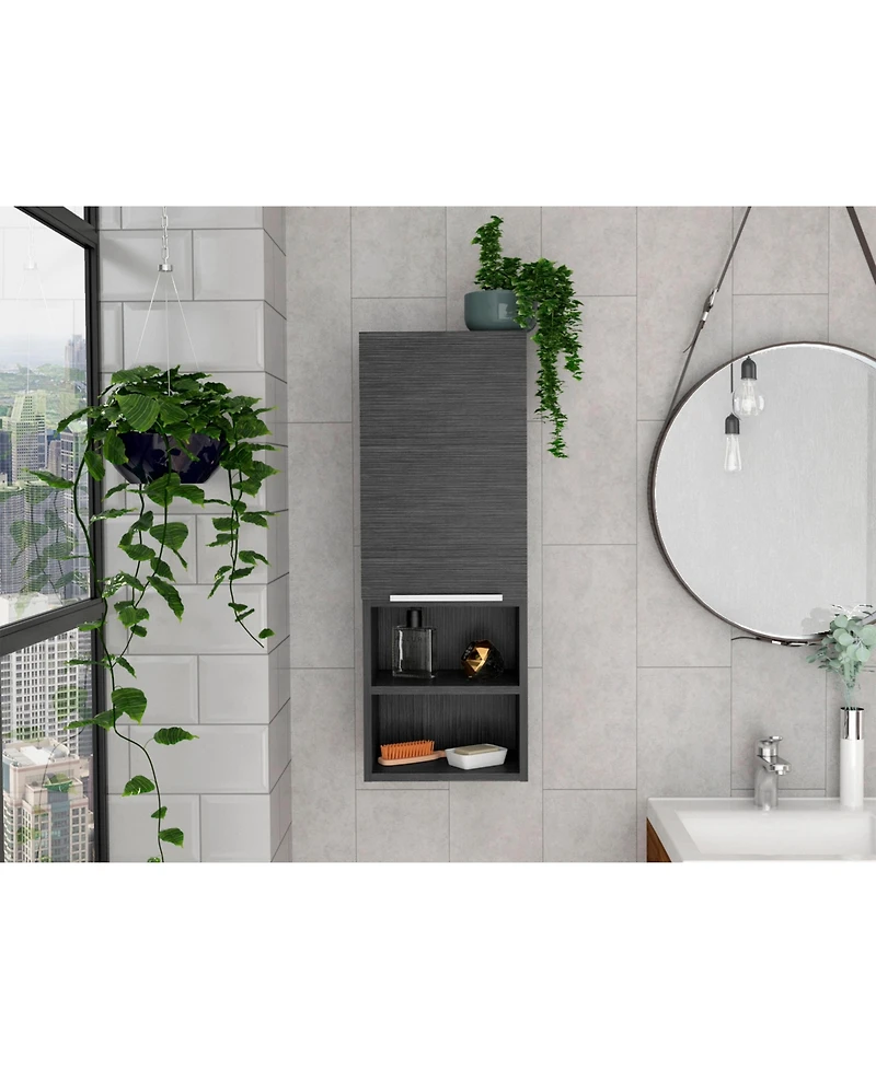 Midola Smokey Oak Rectangle 2-Shelf Medicine Cabinet Wall Cabinet with 1 Door for Bathroom
