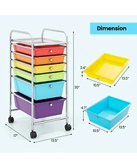 Gouun 6-Drawer Rolling Storage Cart Organizer with 4 Casters for Home Office