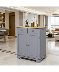 Clihome Storage Cabinet with 2 Drawers and Adjustable Shelves, Bathroom Organizer Cabinet