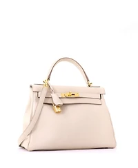 Pre-Owned HERMES Kelly 28 Handbag Light Togo with Gold Hardware