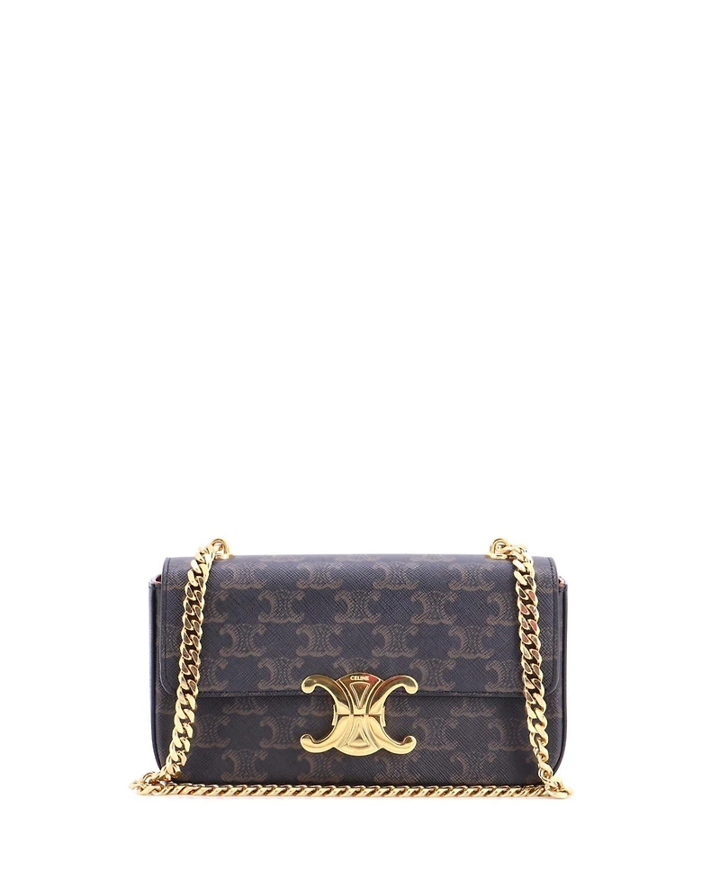 Pre-Owned Celine Small Triomphe Chain Shoulder Bag Triomphe Coated Canvas