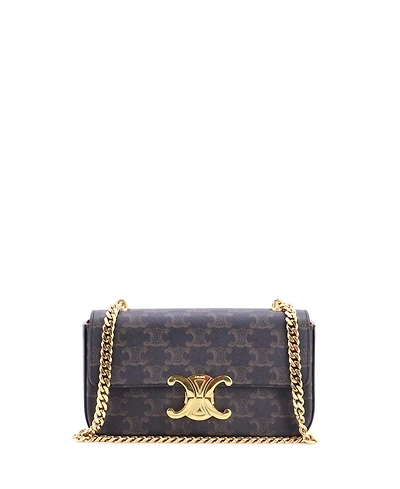 Pre-Owned Celine Small Triomphe Chain Shoulder Bag Triomphe Coated Canvas
