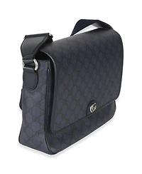 Pre-Owned Gucci Blue Black Tender Gg Supreme Dollar Calfskin Ophidia Messenger Bag