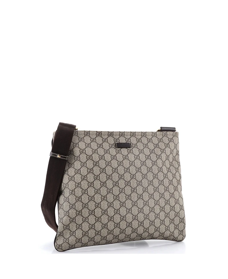 Pre-Owned Gucci Large Zip Top Messenger Bag Gg Coated Canvas