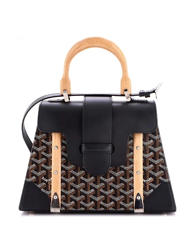 Pre-Owned Goyard Pm Saigon Top Handle Bag Coated Canvas with Leather