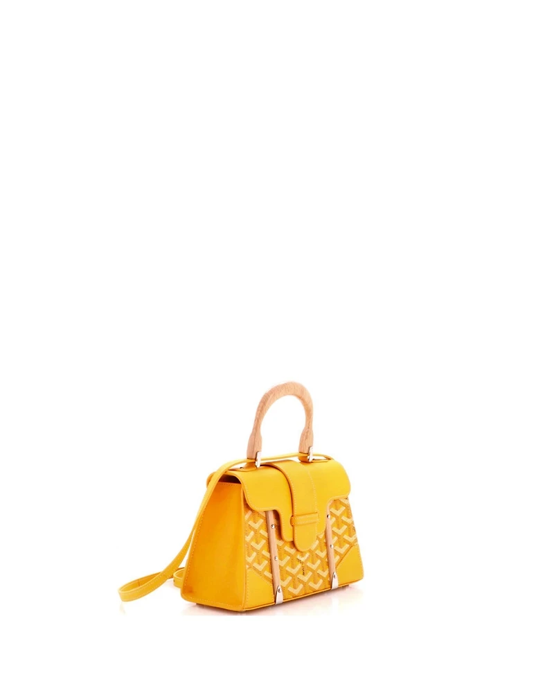 Pre-Owned Goyard Mini Structured Saigon Top Handle Bag Coated Canvas with Leather