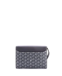 Pre-Owned Goyard Chypre Wallet on Strap Coated Canvas with Leather