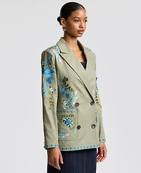 Avec Les Filles Women's Embroidered Double-Breasted Blazer