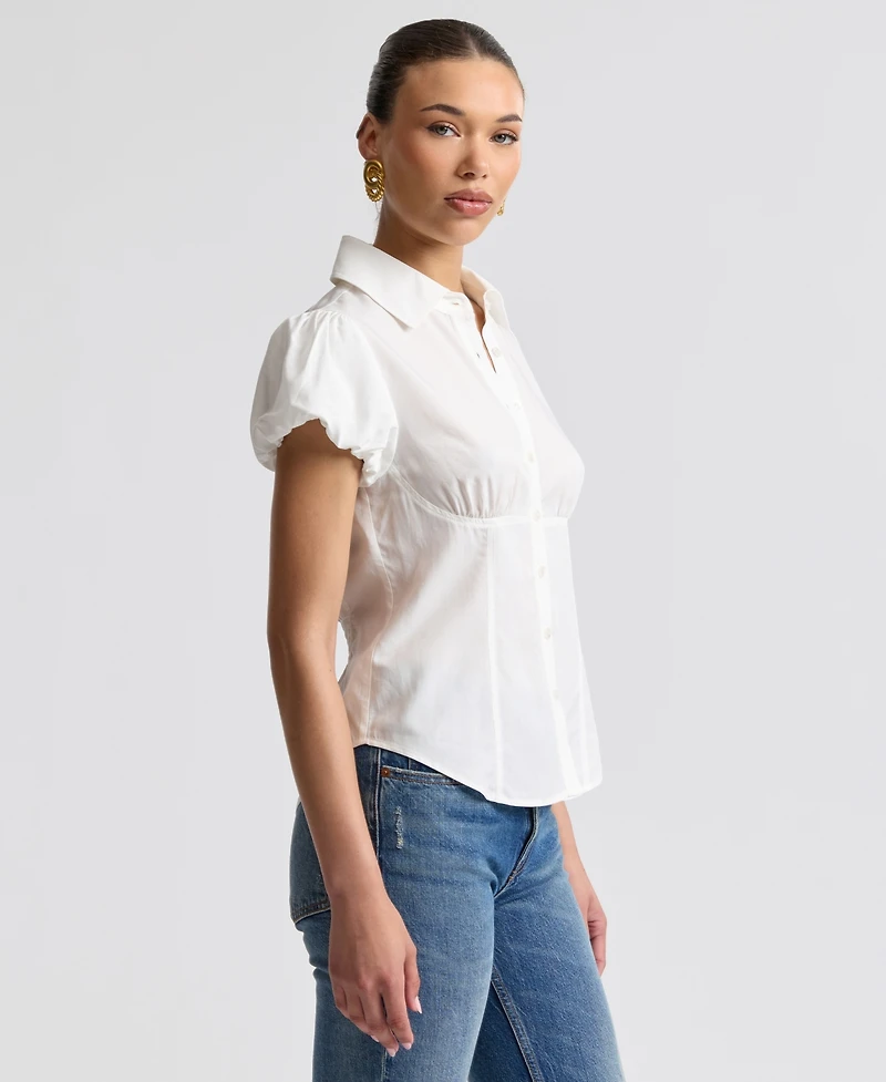 Avec Les Filles Women's Fitted Puff Sleeve Top