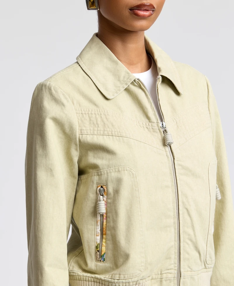 Avec Les Filles Women's Zip Front Bomber Jacket