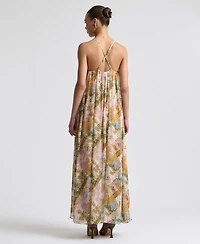 Avec Les Filles Women's Plunging Neckline A-Line Dress