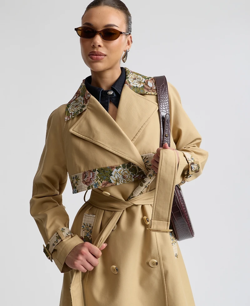 Avec Les Filles Women's Combo Belted Trench Coat