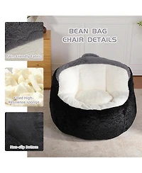 Rainsken Bean Bag Chair, Faux Fur with Filler Included, Multicolor Couch Filled, for Bedroom Living Room Reading