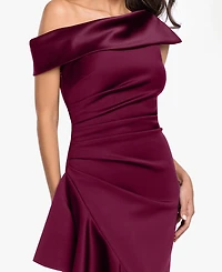 Betsy & Adam Petite Asymmetrical One-Shoulder Ruffle Gown Dress