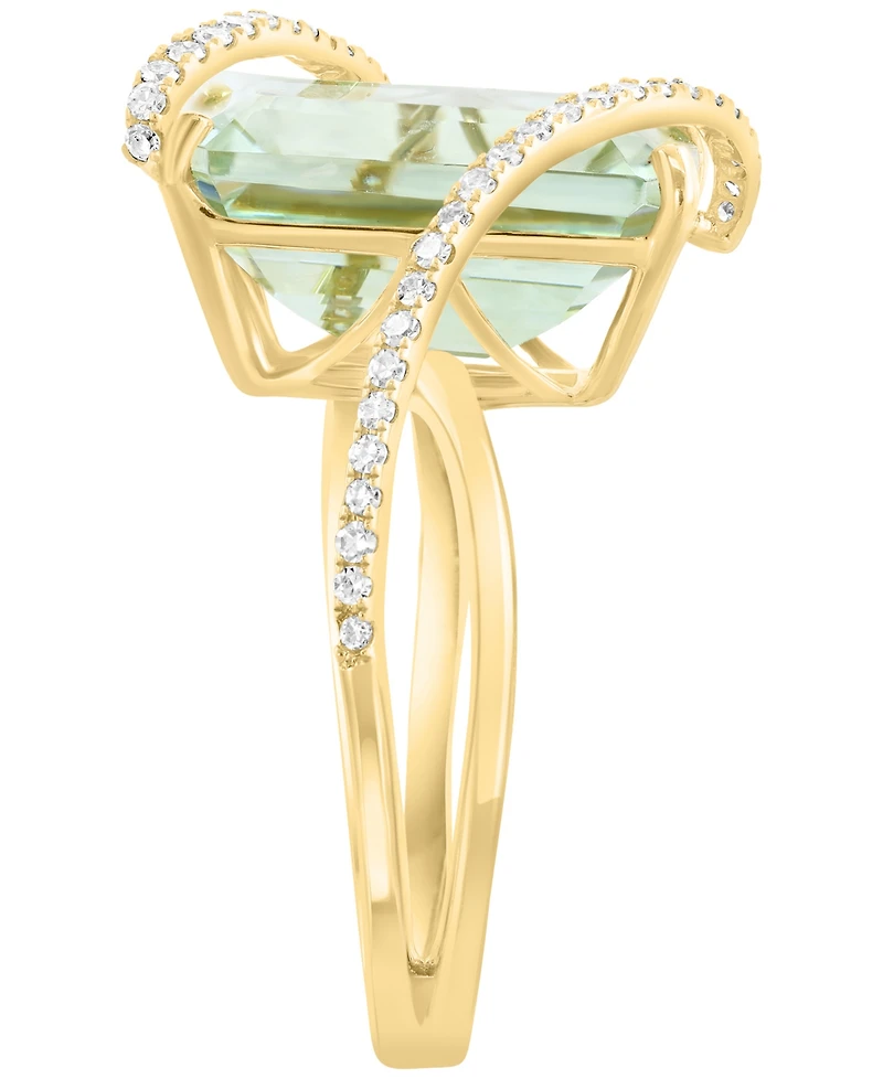 Effy Collection Green Amethyst (6 ct. t.w.) & Diamond (1/4 ct. t.w.) Ring in 14k Yellow Gold
