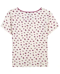 Tommy Hilfiger Girls' 7-16 Printed Henley Short-Sleeve T-Shirt