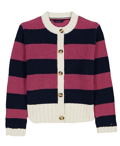 Tommy Hilfiger Girls' 7-16 Long-Sleeve Button Stripe Sweater