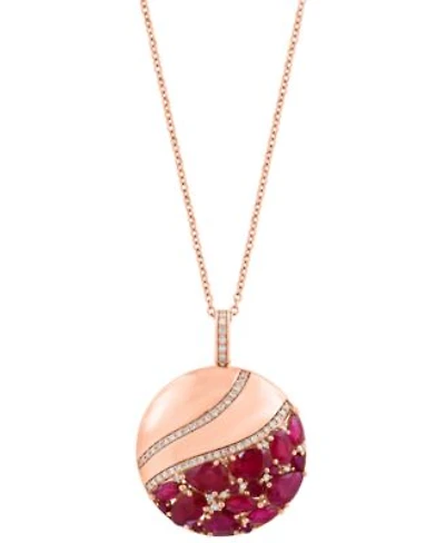 Effy Collection Ruby Diamond Pendant Necklace Ring In 14k Rose Gold
