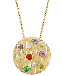 Effy Collection Multi-Sapphire (7/8 ct. t.w.) & Diamond (1/6 ct. t.w.) Pendant Necklace in 14k Yellow Gold