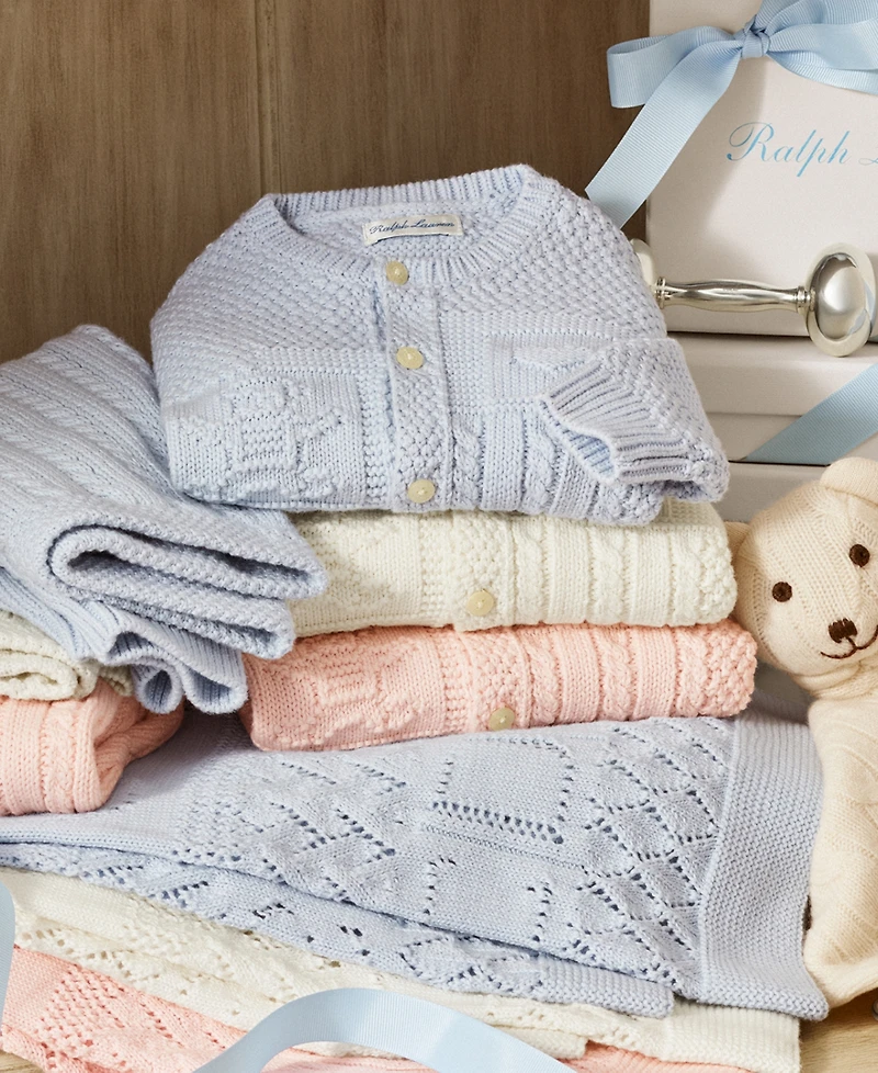 Polo Ralph Lauren Baby Boys or Girls Contrast-Knit Cotton Long Sleeves Cardigan